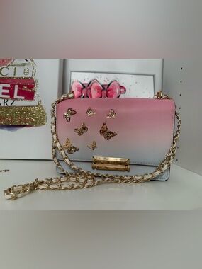 NEW Aldo Pink Ombre Crossbody with Gold Butterfly Detail